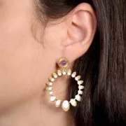 Orecchini perno rotondo da 10 mm per cabochon da 5 mm Acciaio inox dorato 304L x2