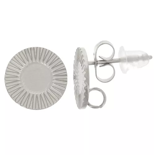 Orecchini perno rotondo da 10 mm per cabochon da 5 mm - Acciaio inossidabile 304L x2