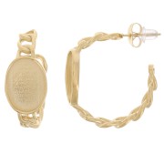 Orecchini cerchio 27 mm per cabochon 14x10 mm - Acciaio inossidabile 316L dorato|raw }}