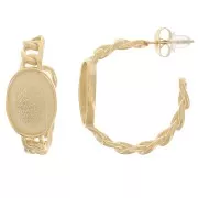 Orecchini cerchio 27 mm per cabochon 14x10 mm - Acciaio inossidabile 316L dorato