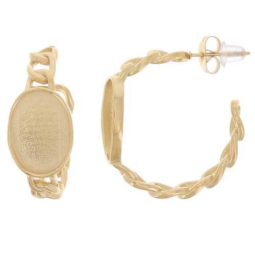 Orecchini cerchio 27 mm per cabochon 14x10 mm - Acciaio inossidabile 316L dorato