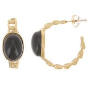 Orecchini cerchio 27 mm per cabochon 14x10 mm - Acciaio inossidabile 316L dorato