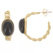 Orecchini cerchio 27 mm per cabochon 14x10 mm - Acciaio inossidabile 316L dorato