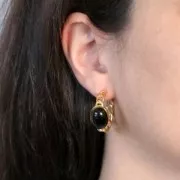 Orecchini cerchio 27 mm per cabochon 14x10 mm - Acciaio inossidabile 316L dorato