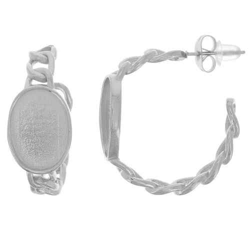 Orecchini cerchio da 27 mm per cabochon da 14x10 mm - Acciaio inox 304L x2