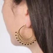 Orecchini a cerchio in resina epossidica 40 mm - Acciaio 316Ldorato - Nero x2