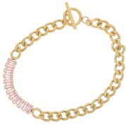 Bracciale 6 mm con ossidi di zirconio 304L in acciaio inox oro - Rosa x19.5cm|raw }}
