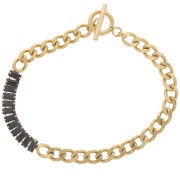 Bracciale 6 mm con ossidi di zirconio 304L in acciaio inox oro- Nero x19,5cm|raw }}