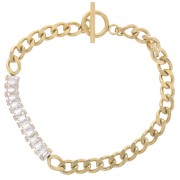 Bracciale 6 mm con ossidi di zirconio Acciaio inossidabile 304L Dorato x19cm