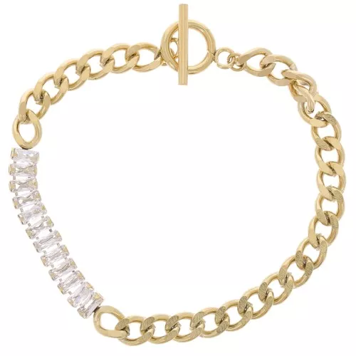 Bracciale 6 mm con ossidi di zirconio Acciaio inossidabile 304L Dorato x19cm