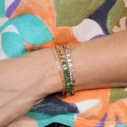 Bracciale 6 mm con ossidi di zirconio Acciaio inossidabile 304L Dorato x19cm