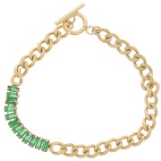 Bracciale 6 mm con ossidi di zirconio 304L in acciaio inox oro - Verde x19.5 cm|raw }}
