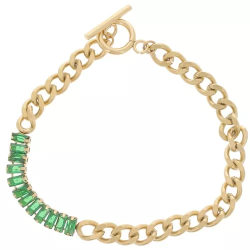 Bracciale 6 mm con ossidi di zirconio 304L in acciaio inox oro - Verde x19.5 cm