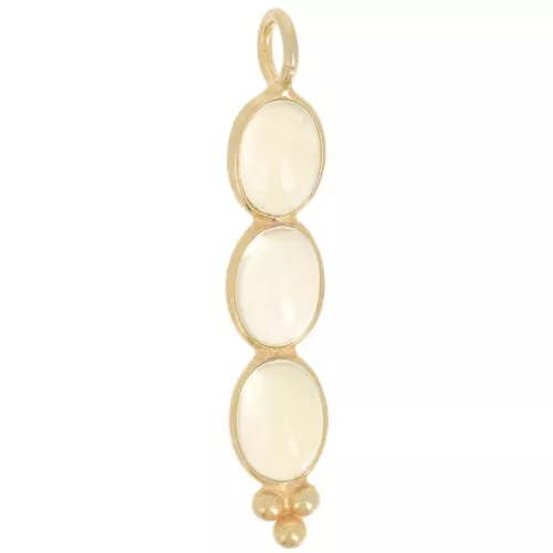 Pendente lungo 32x6 mm con 3 pietre semipreziose dorato oro fino- Quarzo giallo x1