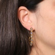 Orecchini cerchio pietre semipreziose 43 mm - Dorato in oro fino - Labradorite x2