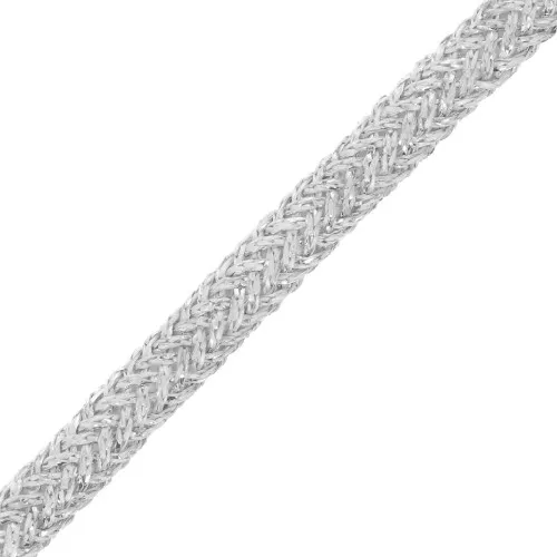 Cordoncino in poliestere intrecciato e filo metallico da 5 mm - Argento x1m