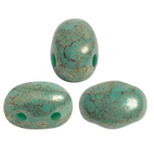 Perle in vetro Samos® di Puca® 7x5 mm Op Green Turquoise Red Terracotta x10g