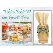 Perle in vetro Samos® di Puca® 7x5 mm Op Green Turquoise Gold Spotted x10g