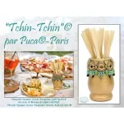 Perle in vetro Samos® di Puca® 7x5 mm Op Green Turquoise Gold Spotted x10g