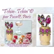 Perle in vetro Samos® di Puca® 7x5 mm Op Green Turquoise Gold Spotted x10g