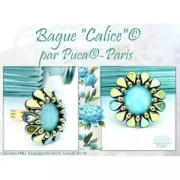 Cabochon di vetro di Puca® 18 mm Milky Green Turquoise x1