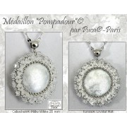 Cabochon rotondo in vetro di Puca® 25 mm - Milky White x1