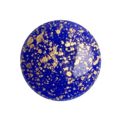 Cabochon di vetro di Puca® 18 mm Frost Royal Blue Gold Splash x1