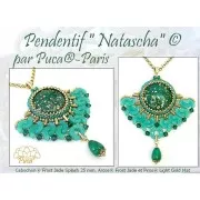 Cabochon rotondo in vetro di Puca® 25 mm - Frost Jade Travertin x1