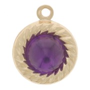 Pendente tondo 9 mm effetto corda per cabochon 5 mm - Gold filled x1