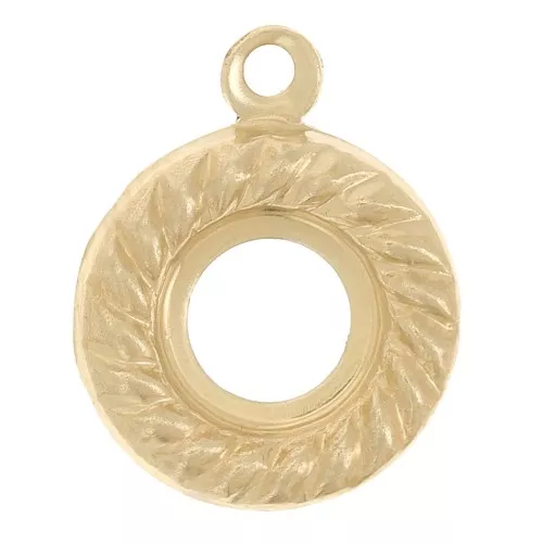 Pendente tondo 9mm effetto corda per cabochon da 5 mm - Gold filled