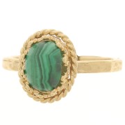 Anello martellato regolabile da T52 a 56 - corona per cabochon 8x6 mm oro fino