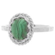 Anello martellato regolabile T52 -56 corona per cabochon 8x6mm placcatura arg fino