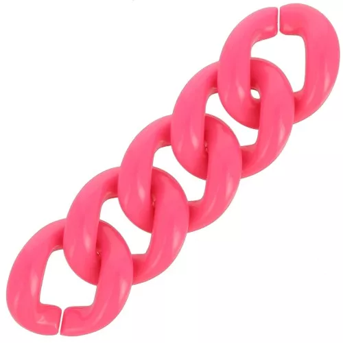 Maglia ovale ritorta in acrilico 39x34 mm - Rosa fluorescente x1