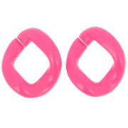 Maglia ovale ritorta in acrilico 39x34 mm - Rosa fluorescente x1