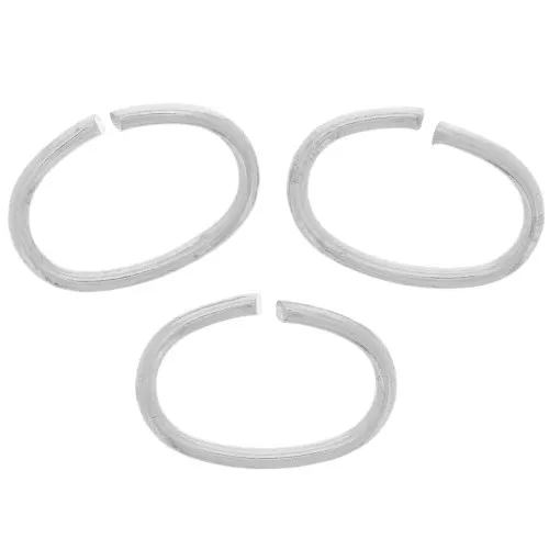 Anelli ovali aperti 11x7x1 mm - Placcatura argento fine x25