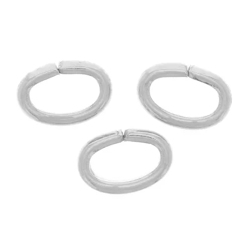 Anelli ovali aperti 5x3,5x1,2 mm - Placcatura argento fine x25