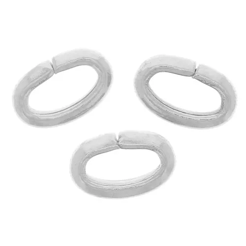 Anelli ovali aperti 6x4x2 mm - Placcatura argento fine x20
