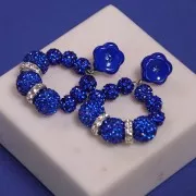 Orecchini perno fiore in resina 15 mm con strass - Royal Blue x2