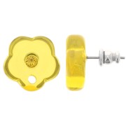 Orecchini perno fiore in resina trasparente 15 mm con strass - giallo sole x2|raw }}