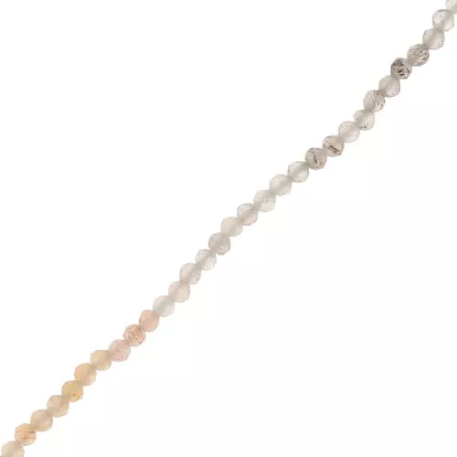 Perline sfaccettate rotonde da 2 mm in pietra semipreziosa - Mix di Peach Moonstone x36cm