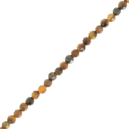 Perline sfaccettate rotonde da 3 mm in pietra semipreziosa - occhio di tigre x39cm