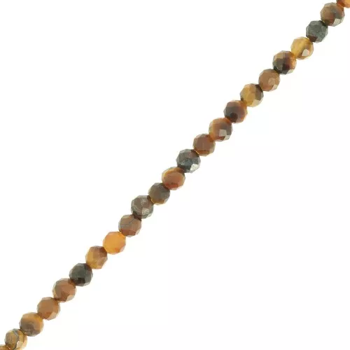Perline sfaccettate rotonde da 3 mm in pietra semipreziosa - occhio di tigre x39cm