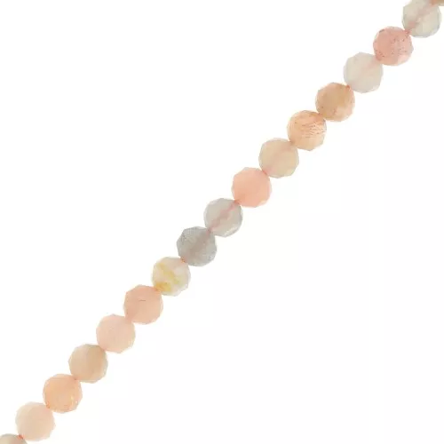 Perline sfaccettate rotonde da 4 mm in pietra semipreziosa - Mix di Peach Moonstone x38cm