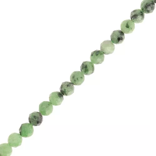 Perline sfaccettate rotonde da 4 mm in pietra semipreziosa - Rubis Zoisite x39cm