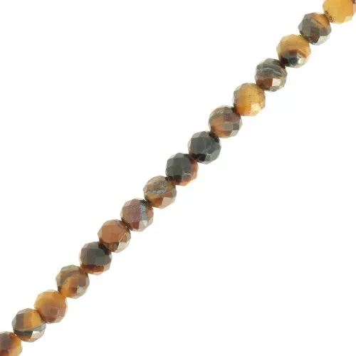 Perline sfaccettate rotonde da 4 mm - occhio di tigre x38cm