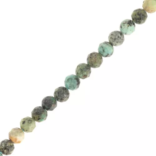 Perline sfaccettate rotonde da 4,5 mm in pietra semipreziosa - Turchese africano - Diaspro x39cm