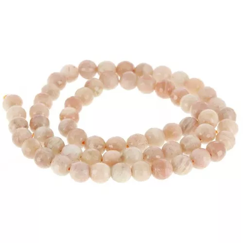 Perline sfaccettate rotonde da 6 mm in pietra semipreziosa - Mix di Peach Moonstone x38cm