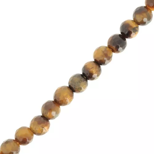Perline sfaccettate rotonde da 6 mm in pietra semipreziosa - occhio di tigre x38cm