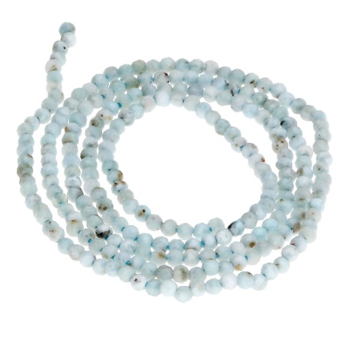 Perle sfaccettate rotonde da 2 mm in pietra semipreziosa - Larimar x37cm