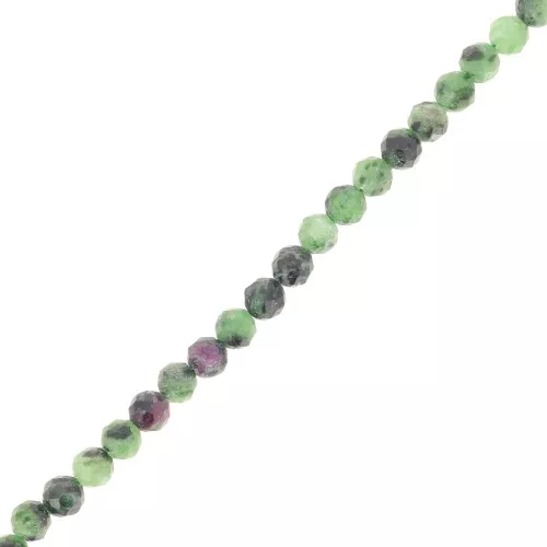 Perline sfaccettate rotonde da 3 mm in pietra semipreziosa - Rubis Zoisite x39cm